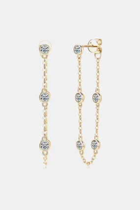 1 Carat Moissanite 925 Sterling Silver Chain Earrings