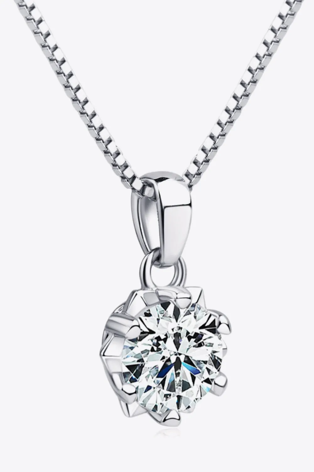 1 Carat Moissanite Pendant Platinum-Plated Necklace