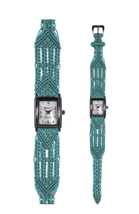 106 Turquoise - Wide with Art Deco Silver Tank Style Watch