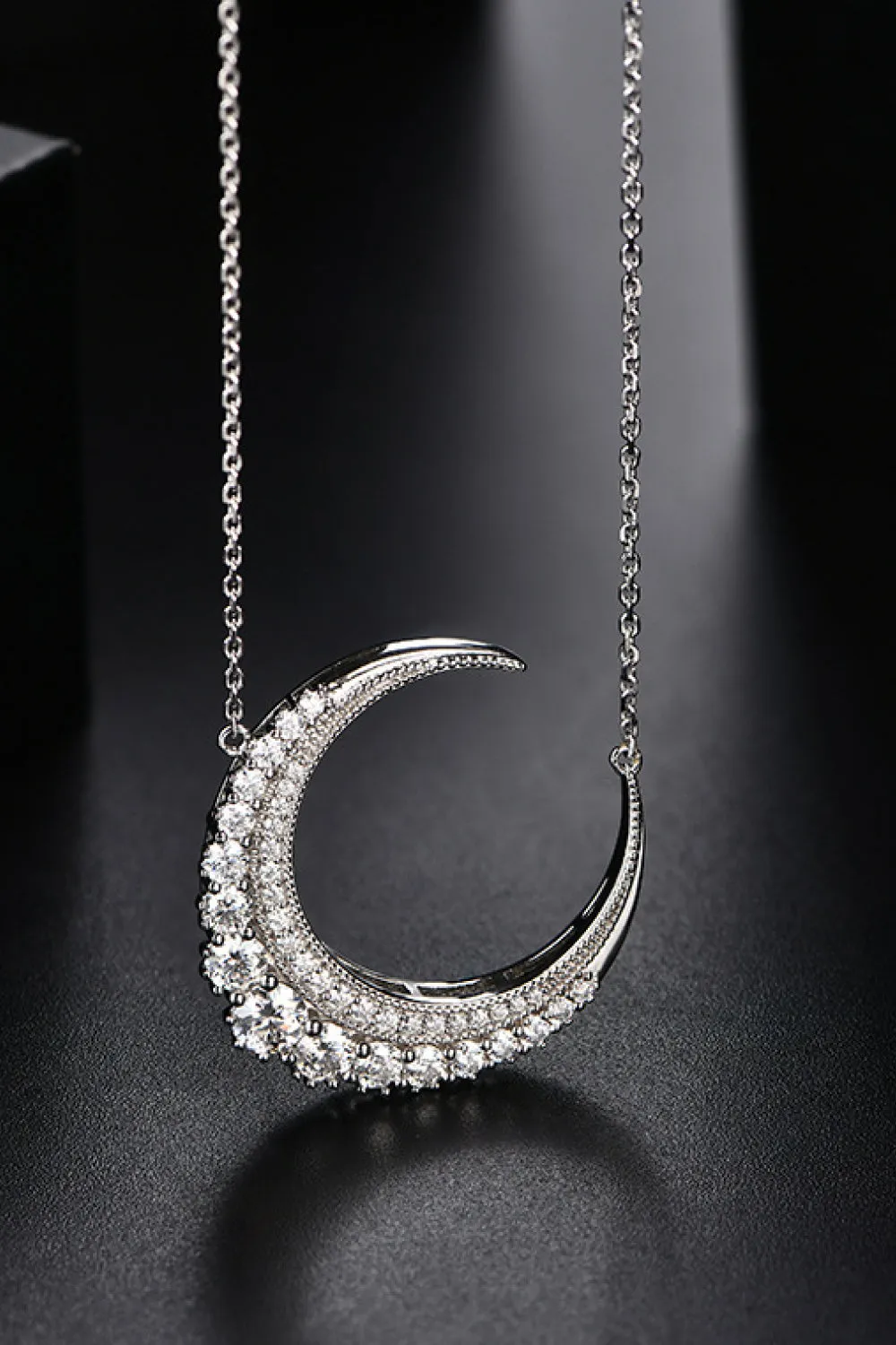 1.8 Carat Moissanite Crescent Moon Shape Pendant Necklace