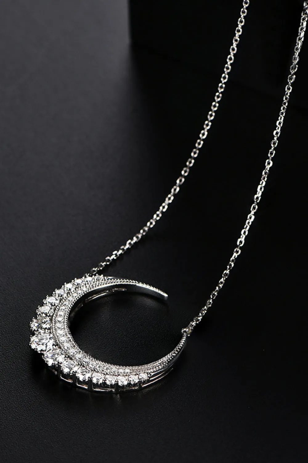 1.8 Carat Moissanite Crescent Moon Shape Pendant Necklace