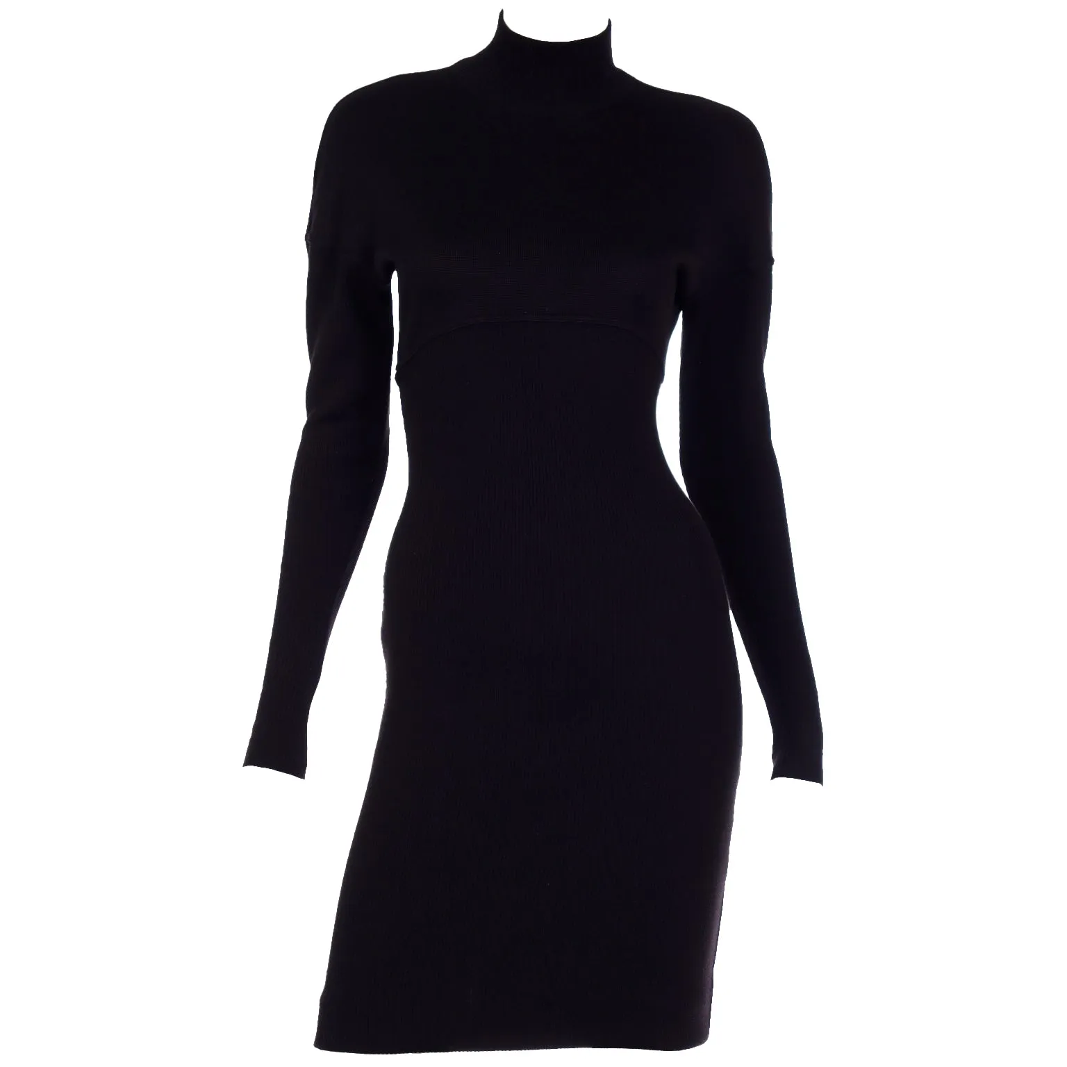 1986 Azzedine Alaia Black Stretch Bodycon Zipper Runway Dress