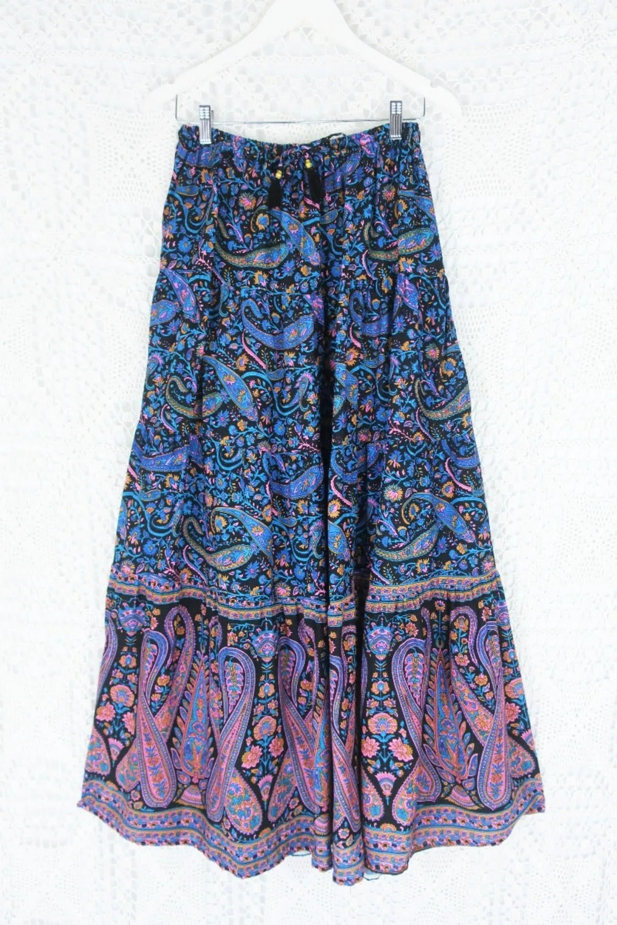 50% OFF Florence Prairie Skirt in Midnight Sapphire Paisley - Free Size