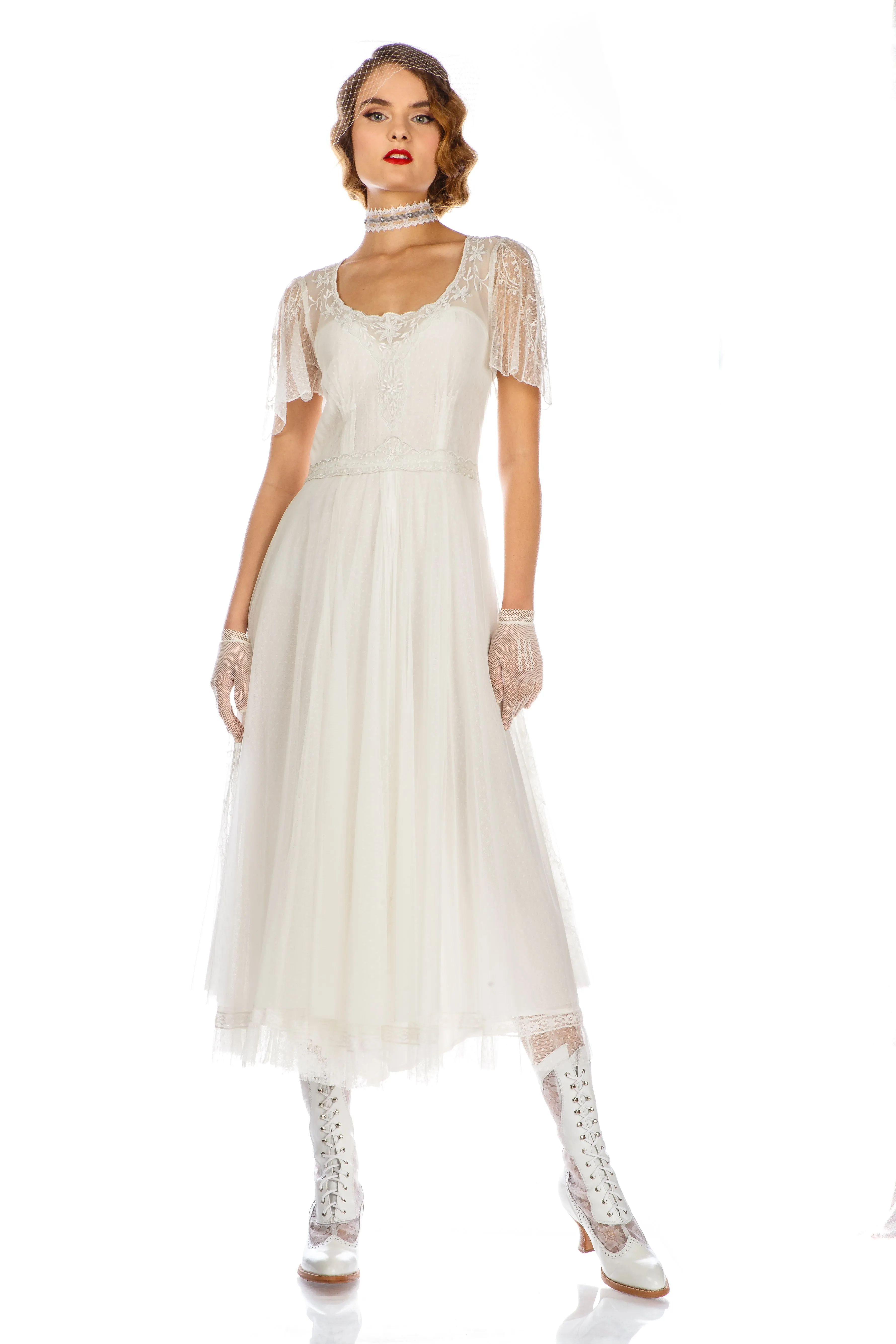 Alice Vintage Style Dress in Ivory by Nataya