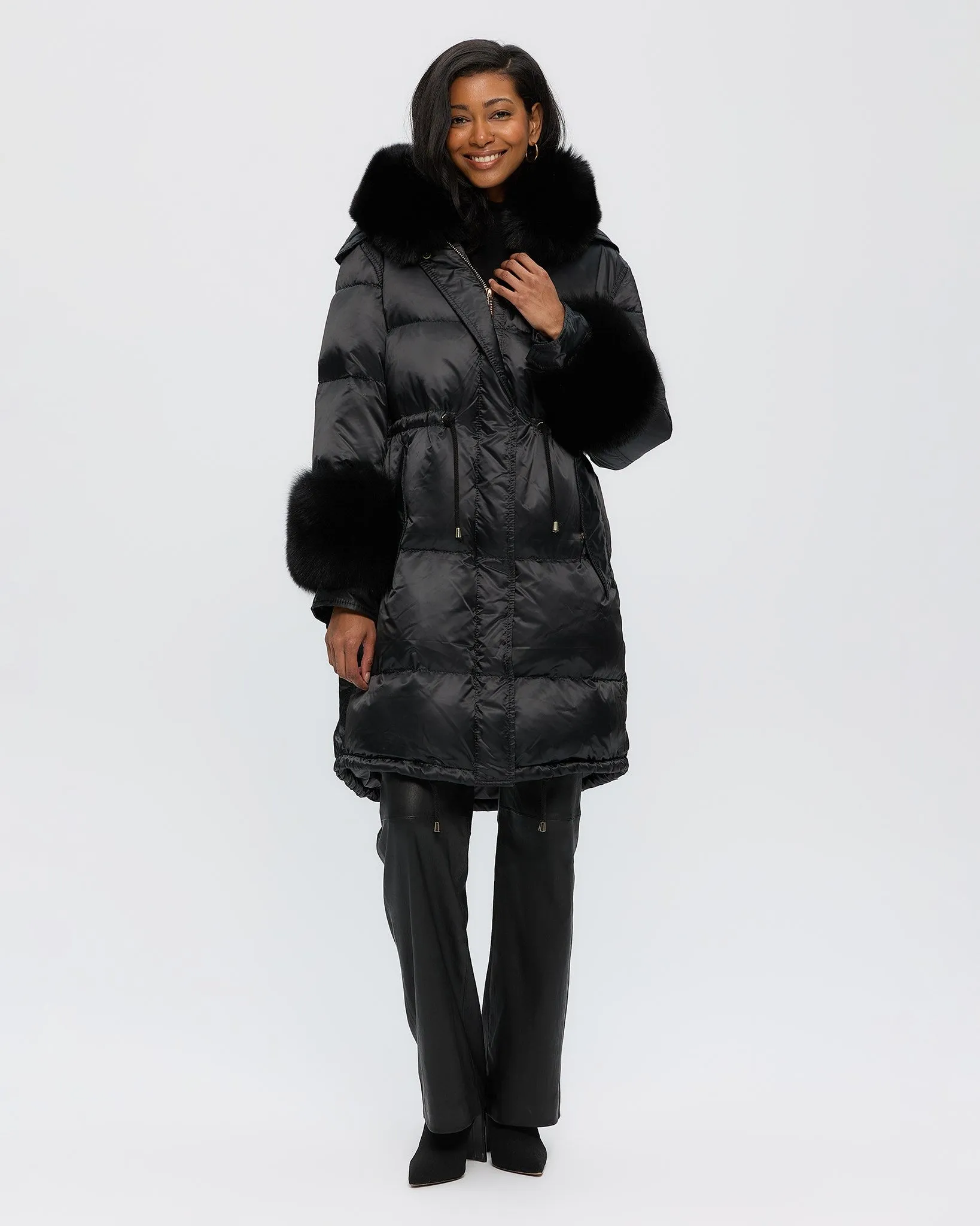 Après-Ski Jacket with Detachable Toscana Shearling Lamb Hood Trim & Toscana Shearling Lamb Cuffs