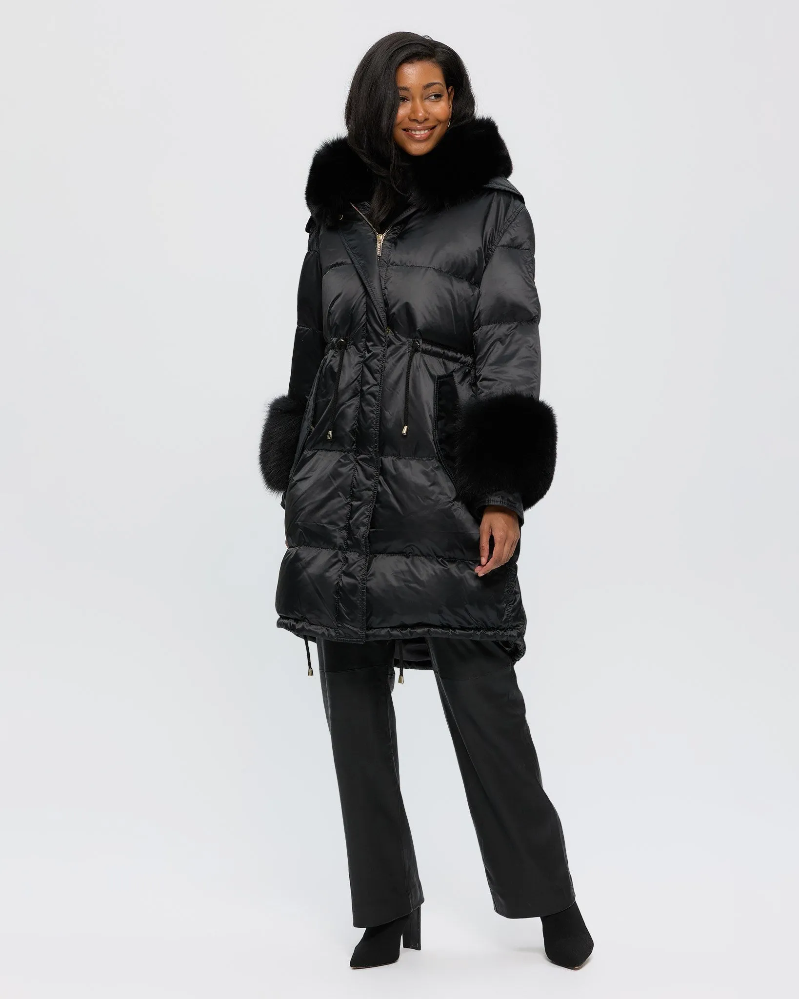 Après-Ski Jacket with Detachable Toscana Shearling Lamb Hood Trim & Toscana Shearling Lamb Cuffs