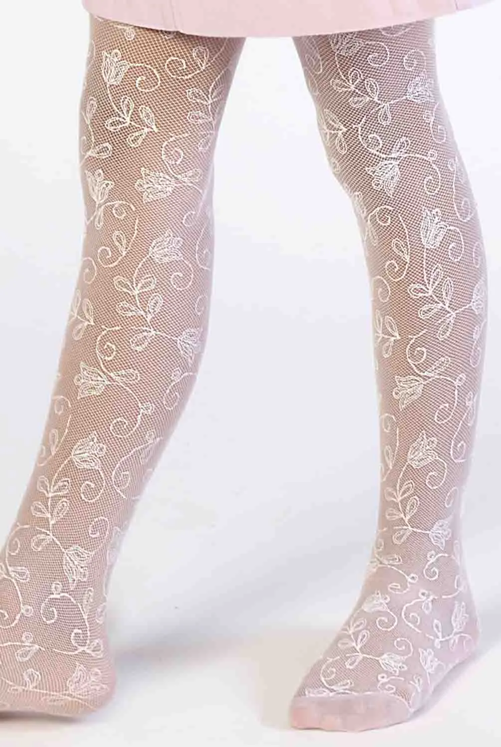 Aquilone Girls Celine Floral Sheer Micro Mesh Tights