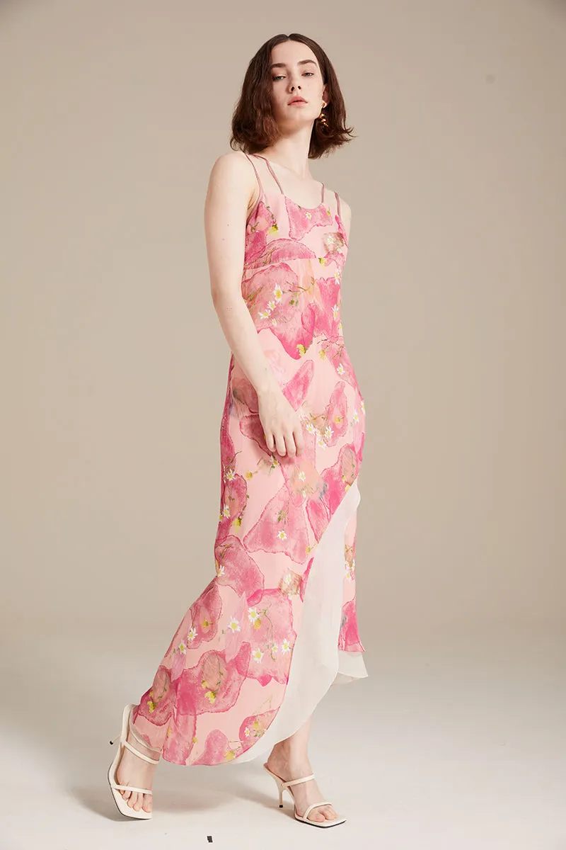 ARTEMIS DRAPED MIDI DRESS IN PINK