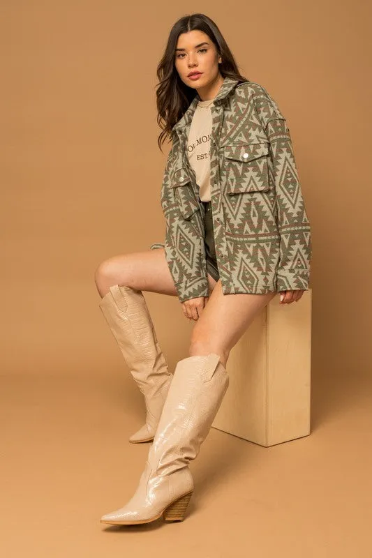 Aztec Print Shacket