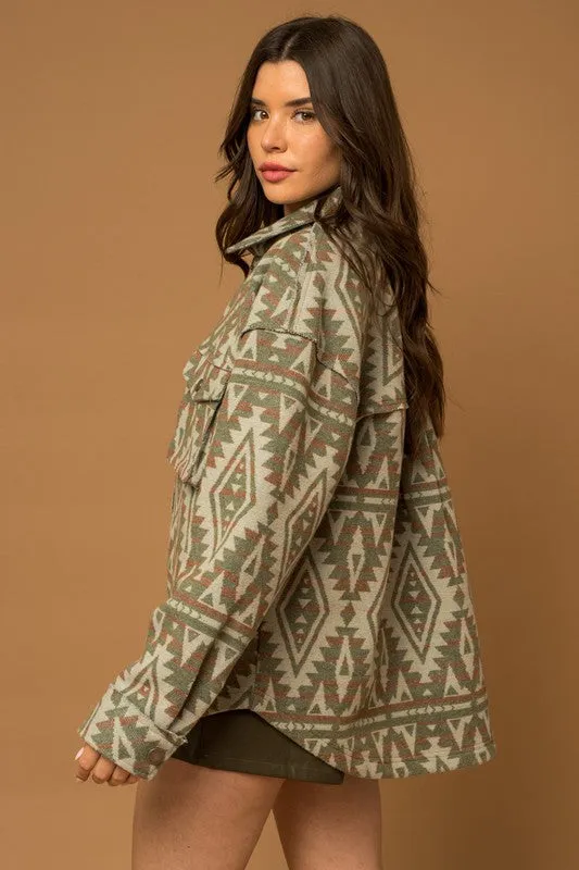 Aztec Print Shacket