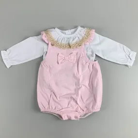 Baby Girls Pink Traditional Romper and White Shirt