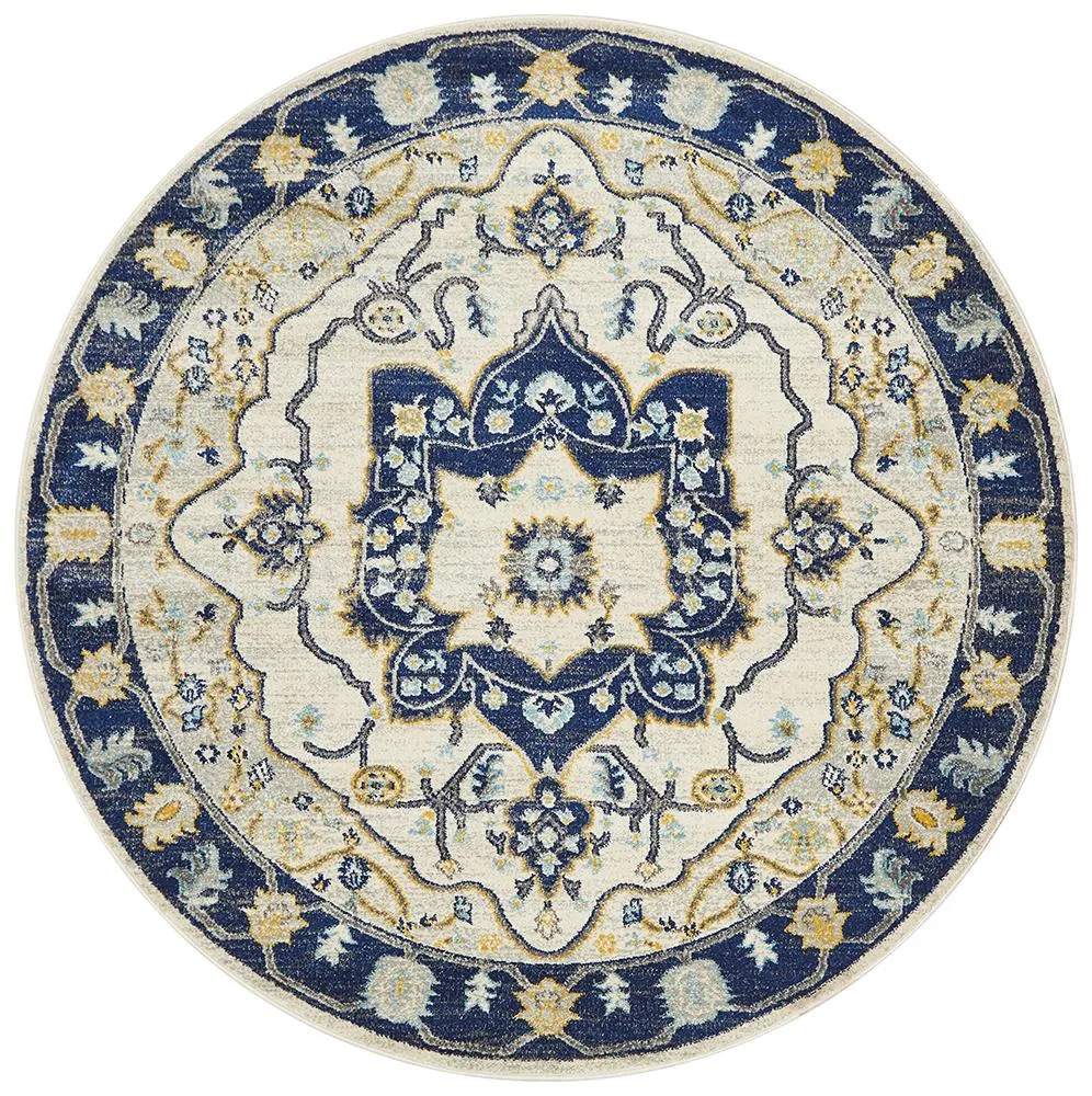 Babylon 201 Navy Round Rug