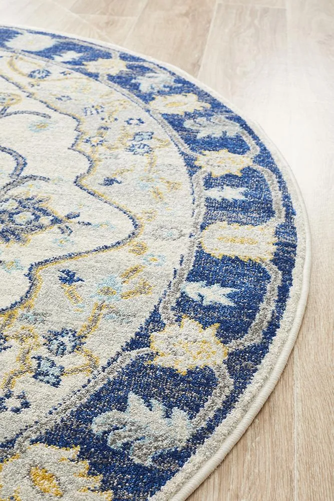 Babylon 201 Navy Round Rug