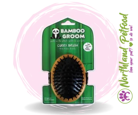 Bamboo Groom Curry Brush w/ Rubber Bristles