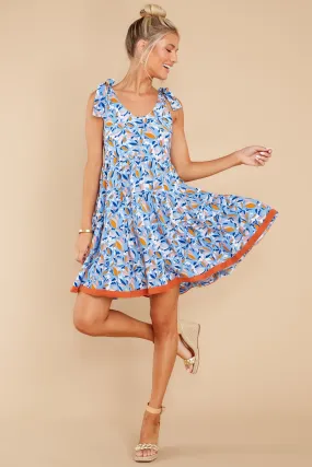 Beat The Heat Blue Multi Print Cotton Dress