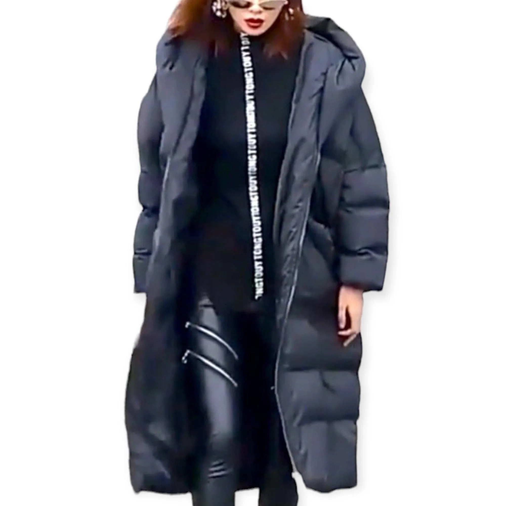 Black Quilted Long Puffer Coat