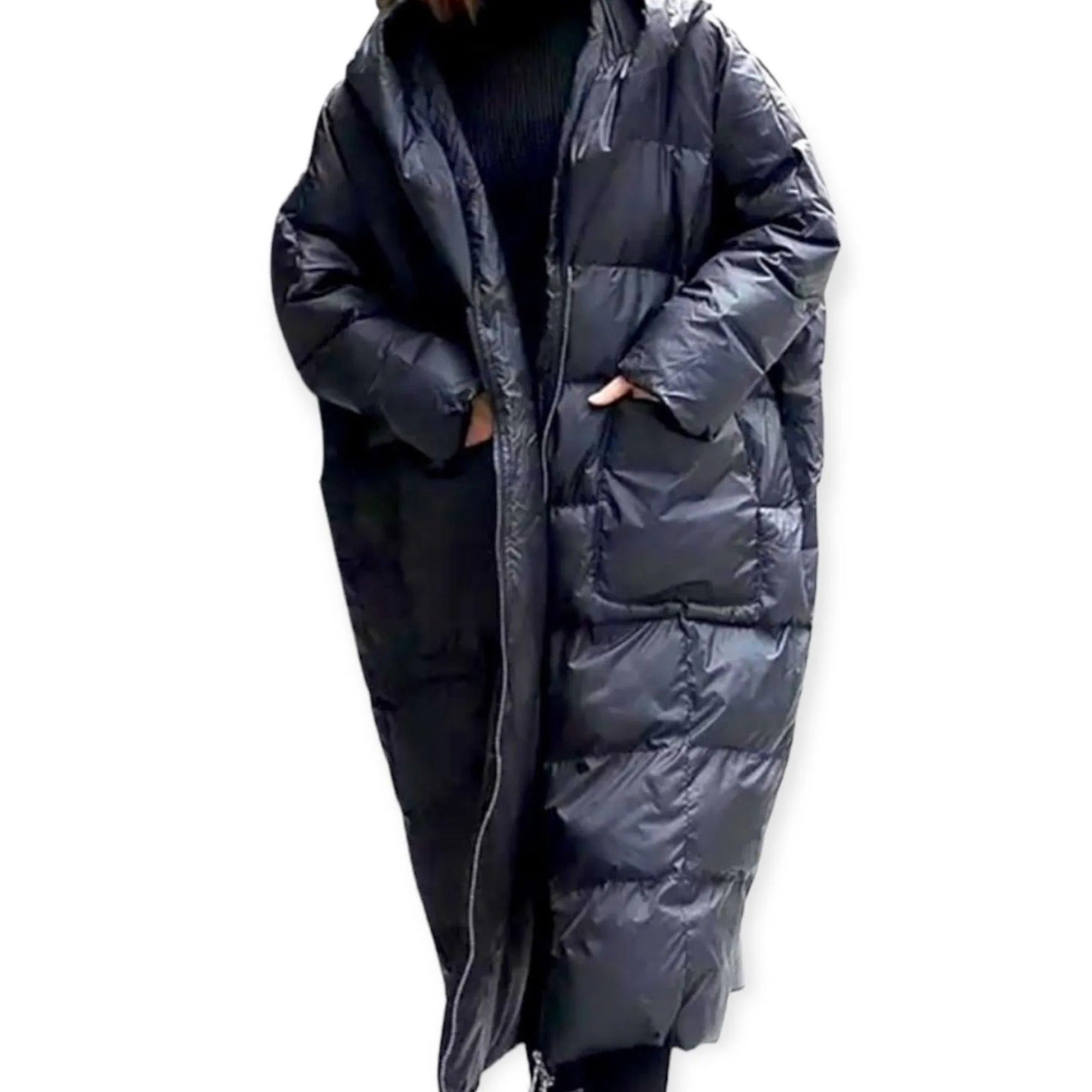 Black Quilted Long Puffer Coat