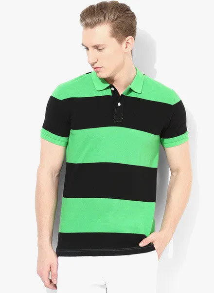 Black Striped Polo T Shirt