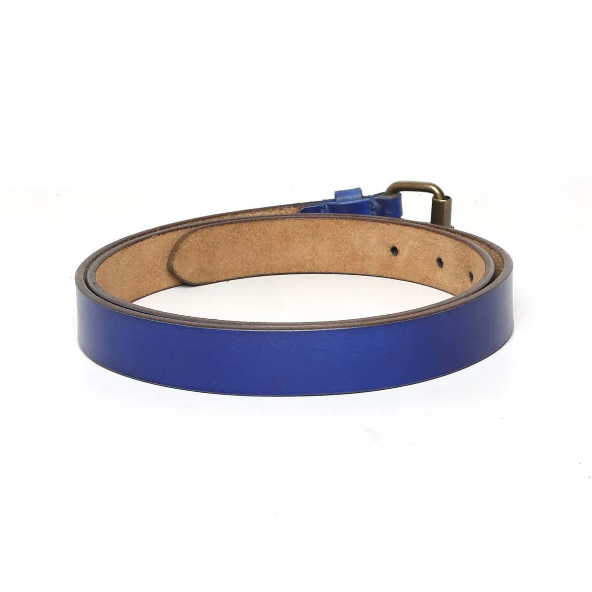 Blue Leather Antique Look Buckle Ladies Belt By Brune & Bareskin