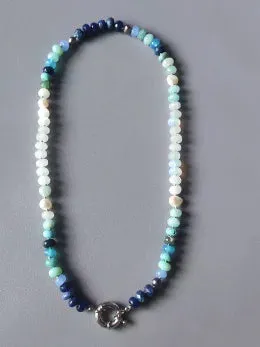 Bohemian Beaded Necklace - Natural Stone Tourmaline