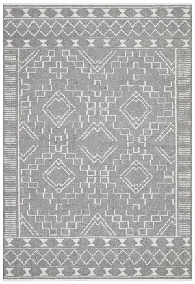 Bohemian Chic Woven Rug - Grey