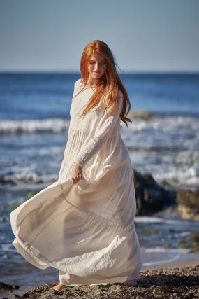 Bohemian Linen Dress in Cream