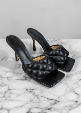 Bottega Veneta Black Leather Quilted Lido Slide