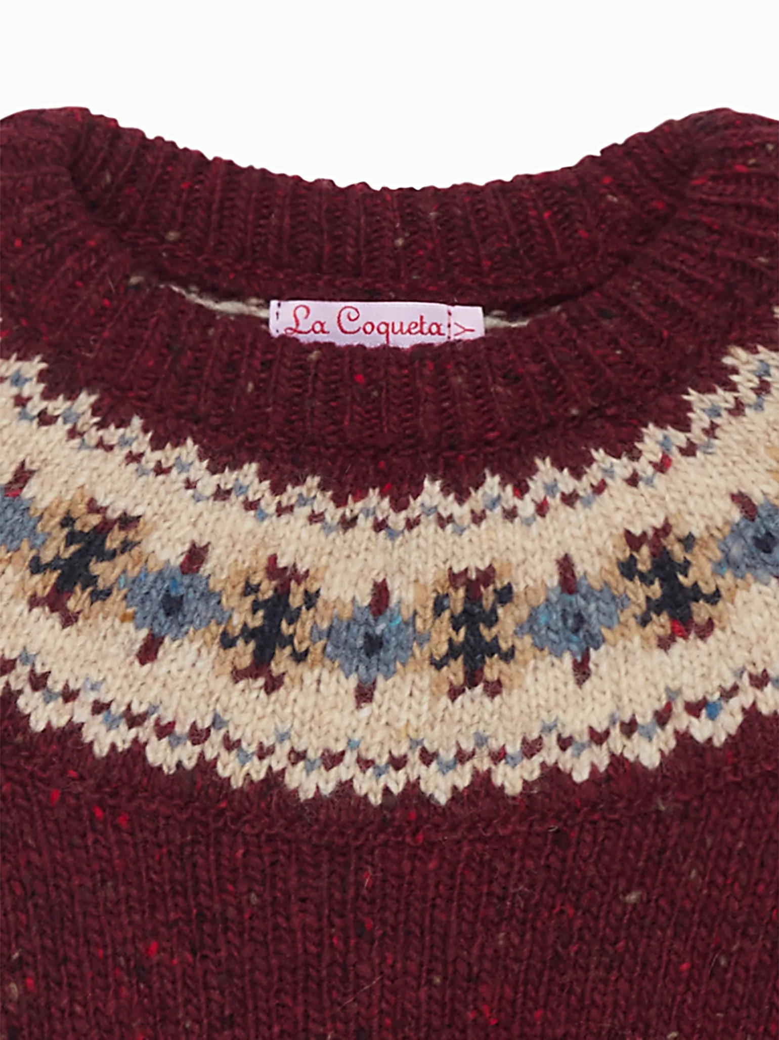 Burgundy Merino Fair Isle Kids Jumper