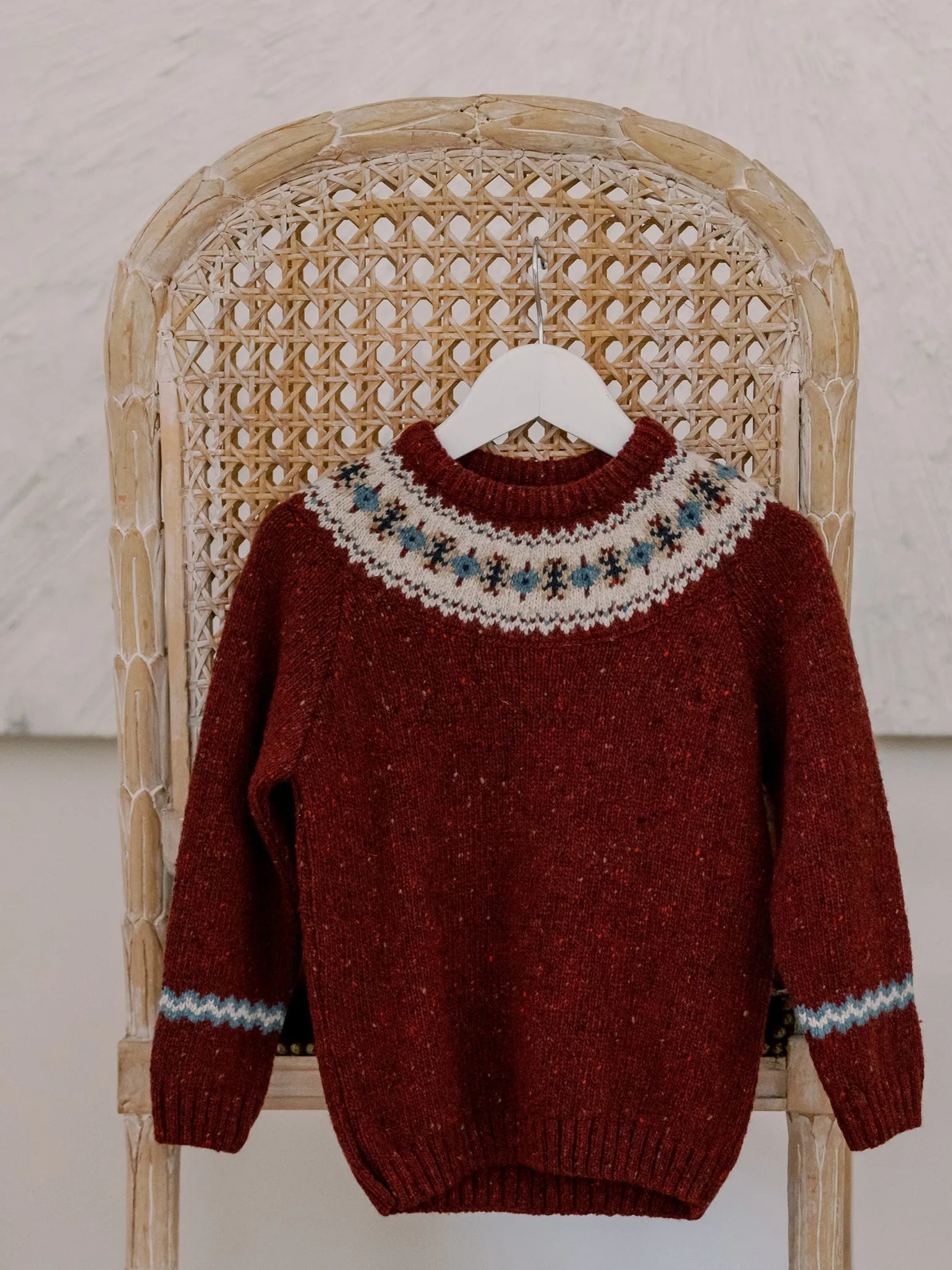 Burgundy Merino Fair Isle Kids Jumper