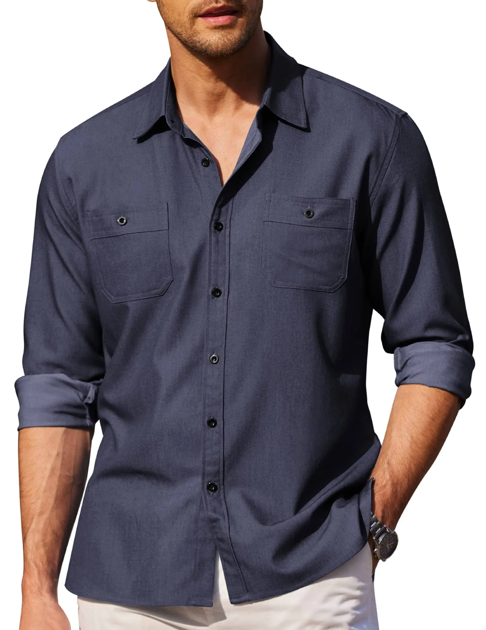 Button Down Long Sleeve Chambray Shirt (US Only)