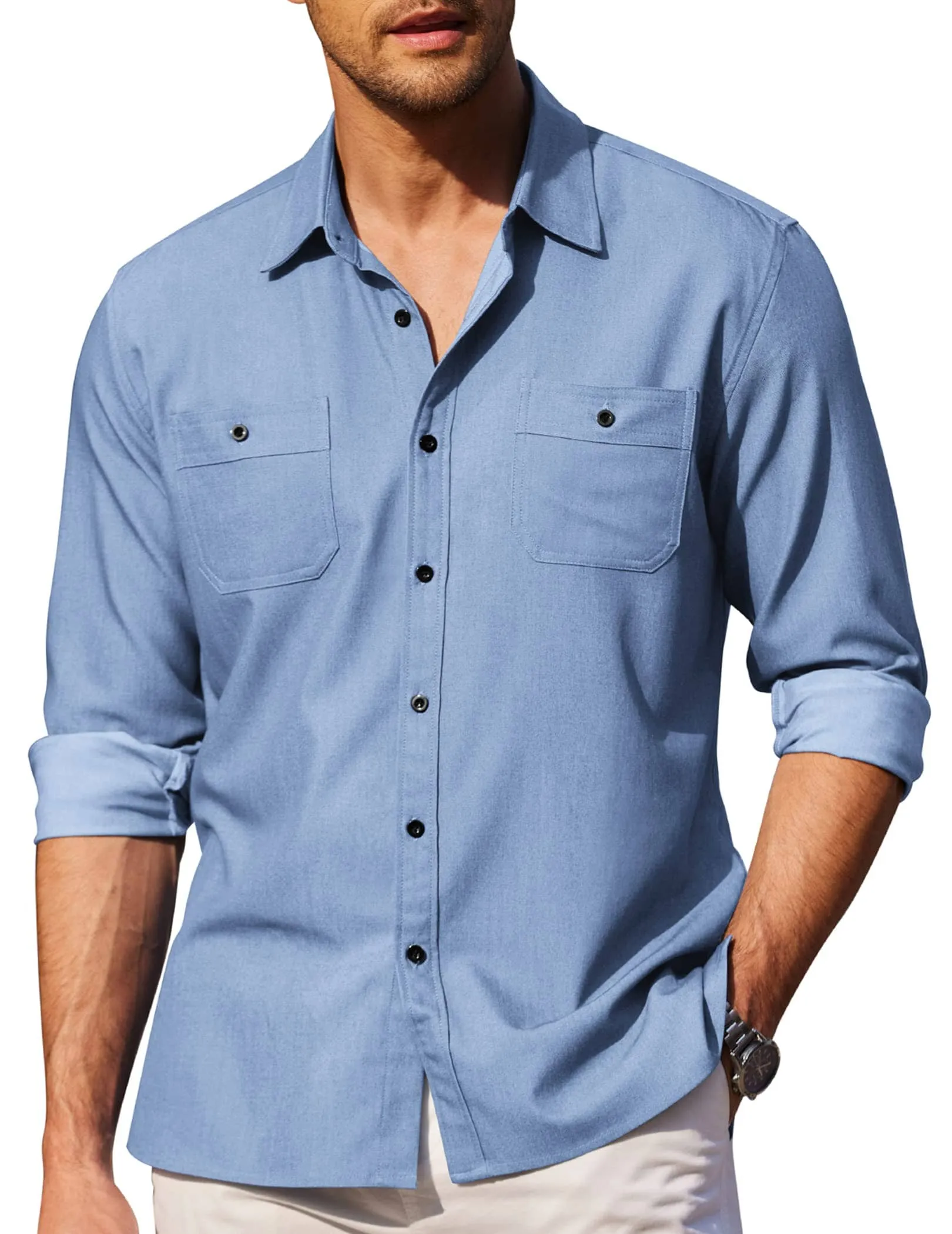 Button Down Long Sleeve Chambray Shirt (US Only)