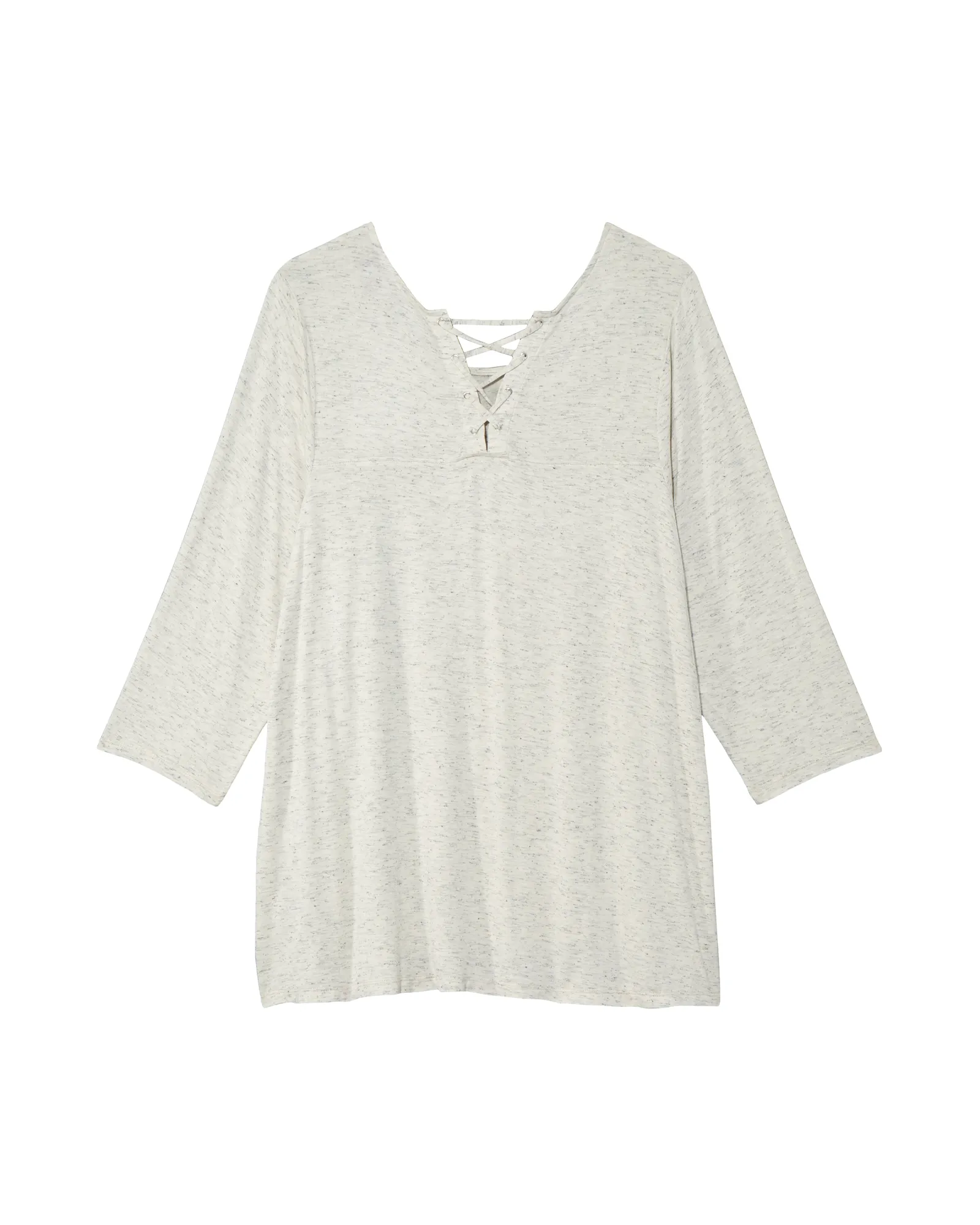 Camie 3/4 Sleeve Lace Up Back Tee | Light Grey