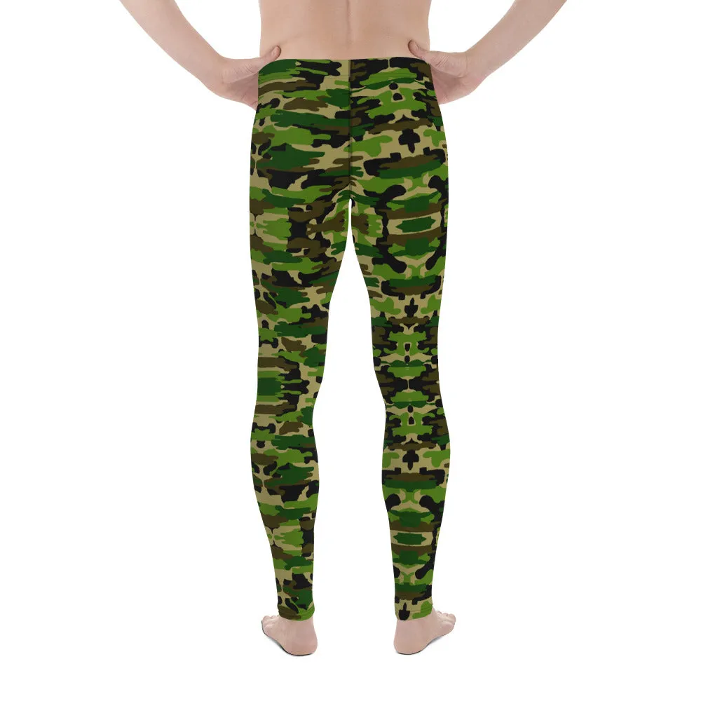 Camo Print Men's Leggings, Best Camouflage Gym Meggings Compression Pants-Made in USA