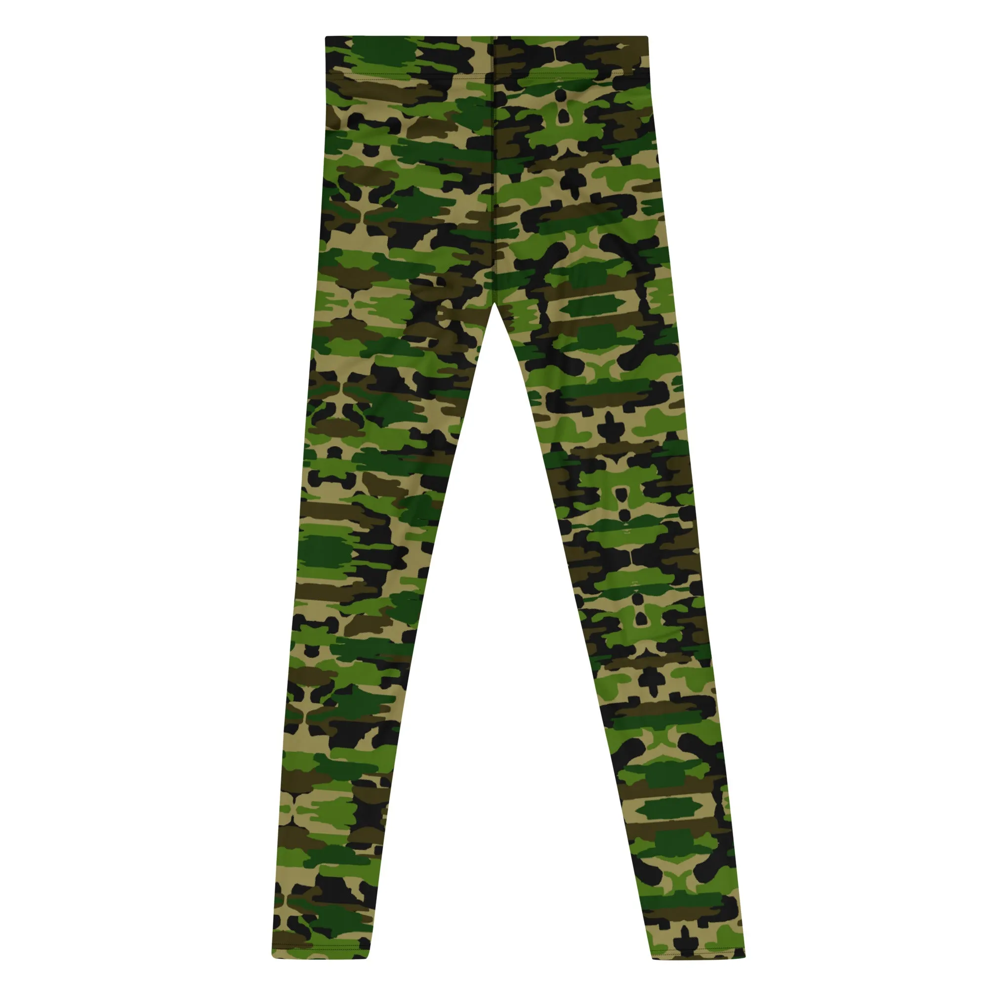 Camo Print Men's Leggings, Best Camouflage Gym Meggings Compression Pants-Made in USA