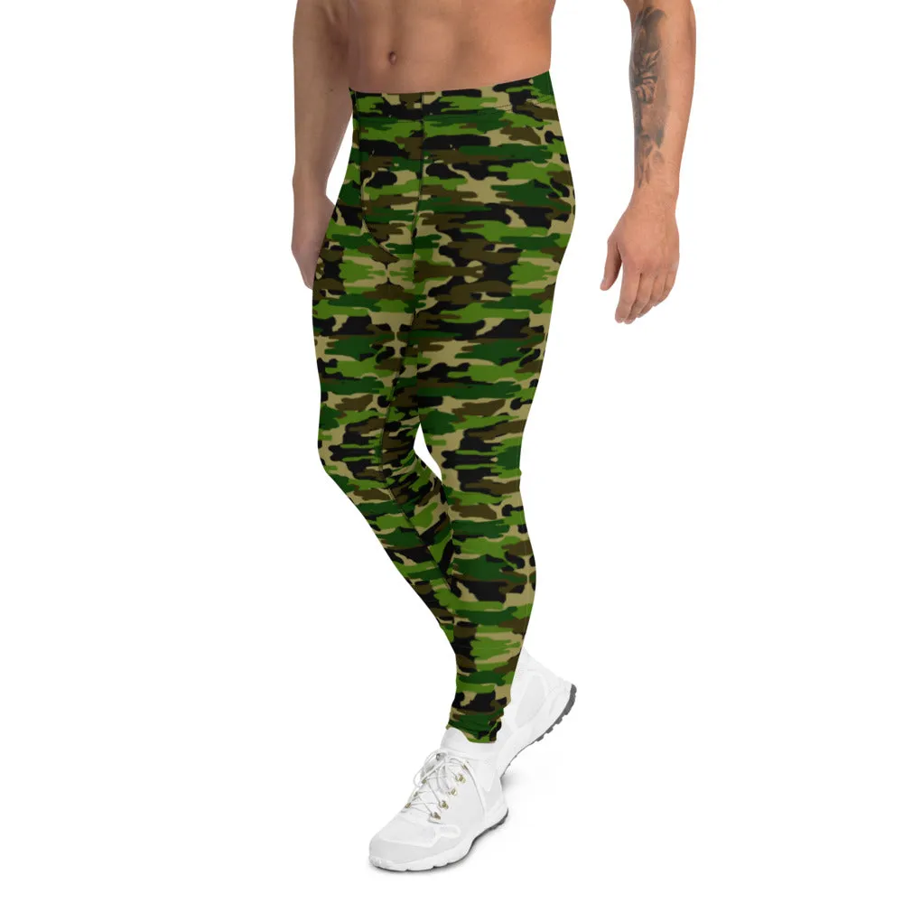 Camo Print Men's Leggings, Best Camouflage Gym Meggings Compression Pants-Made in USA