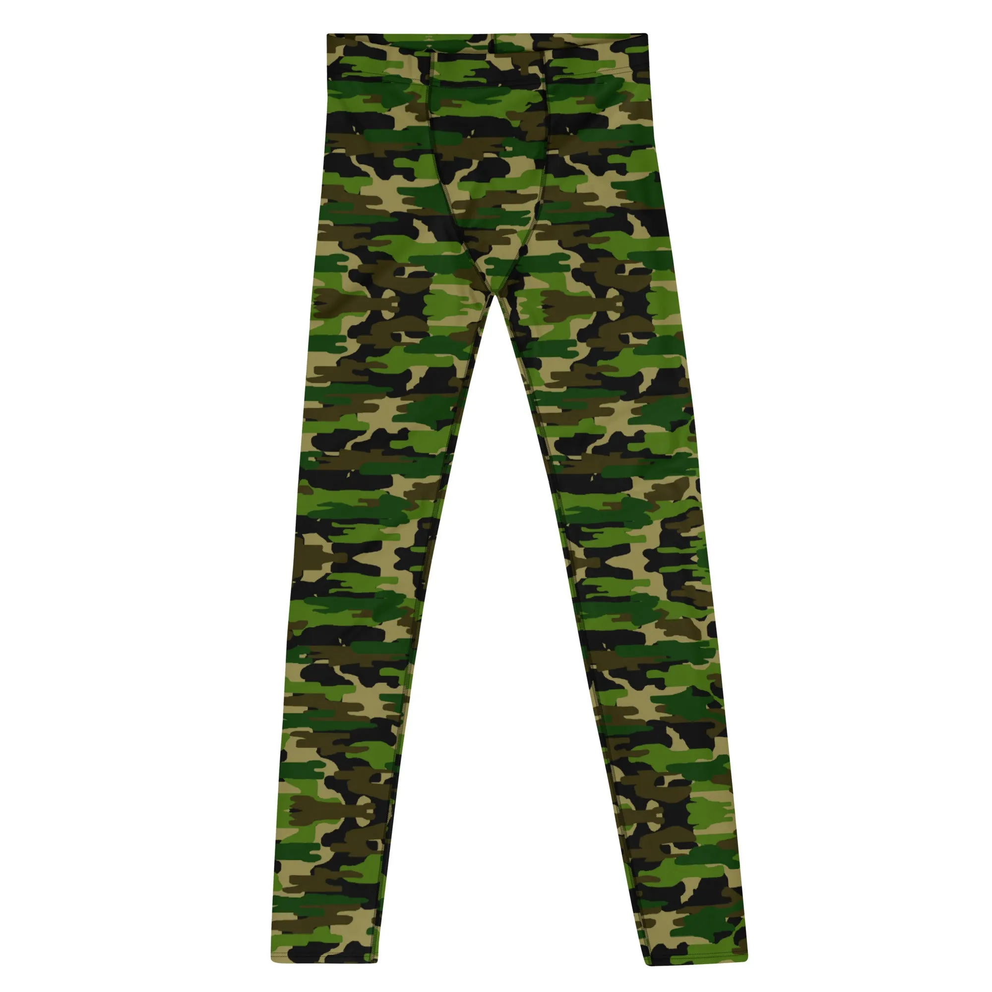 Camo Print Men's Leggings, Best Camouflage Gym Meggings Compression Pants-Made in USA