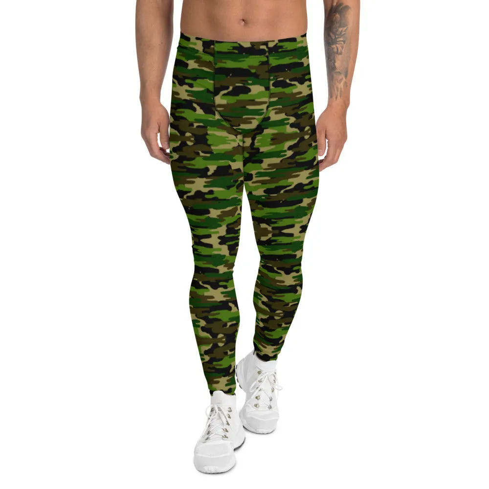 Camo Print Men's Leggings, Best Camouflage Gym Meggings Compression Pants-Made in USA