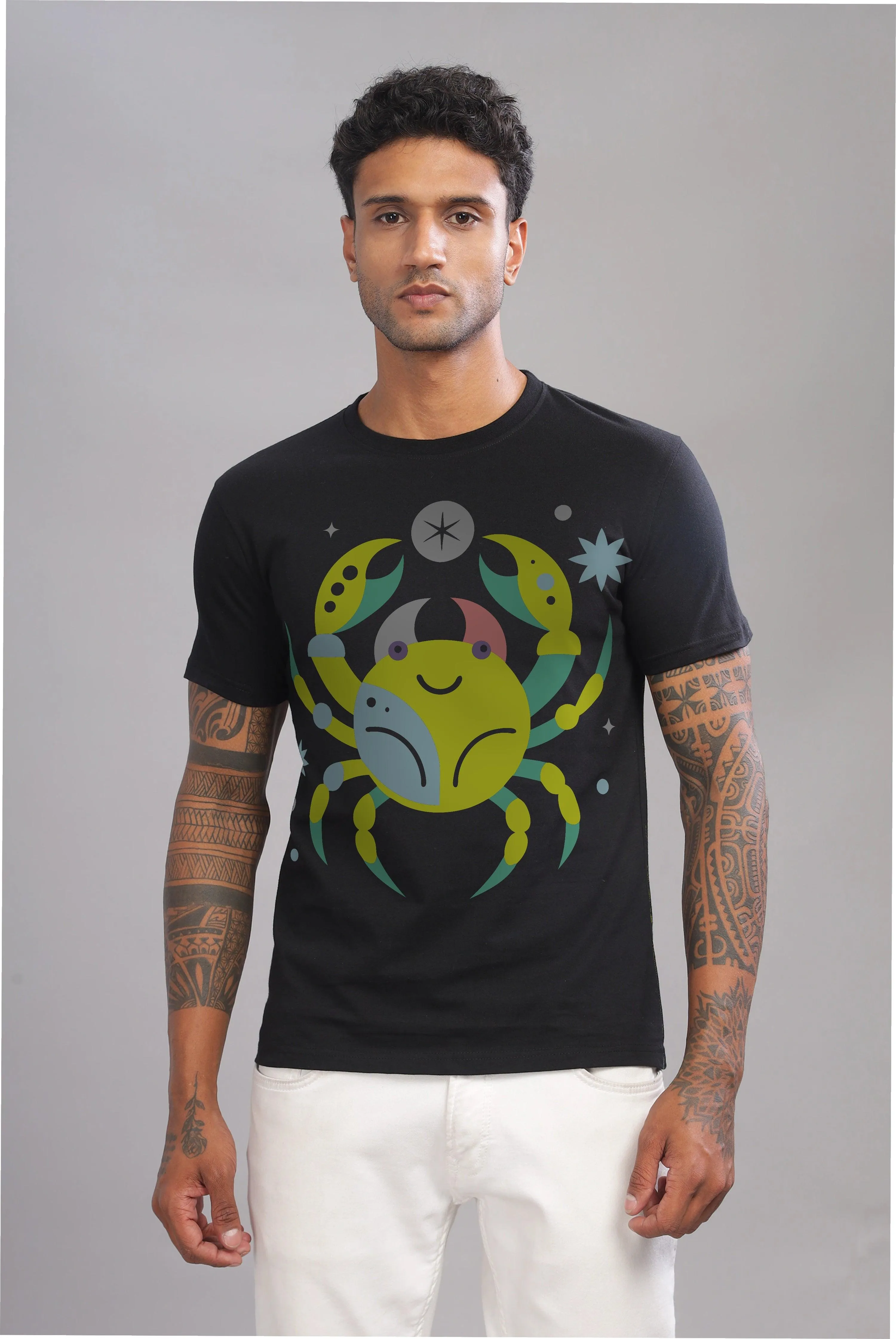 Cancer Club Black Half Sleeve Printed Round Neck T-Shirt