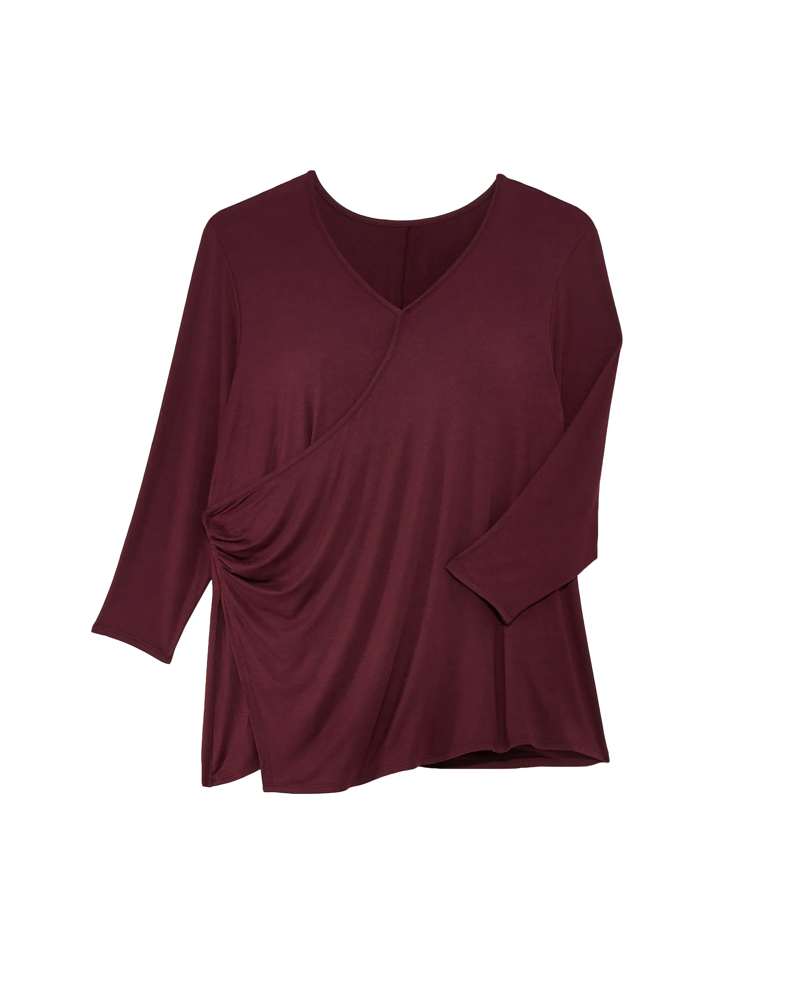 Cassandra 3/4 Sleeve Surplice Top | Purple