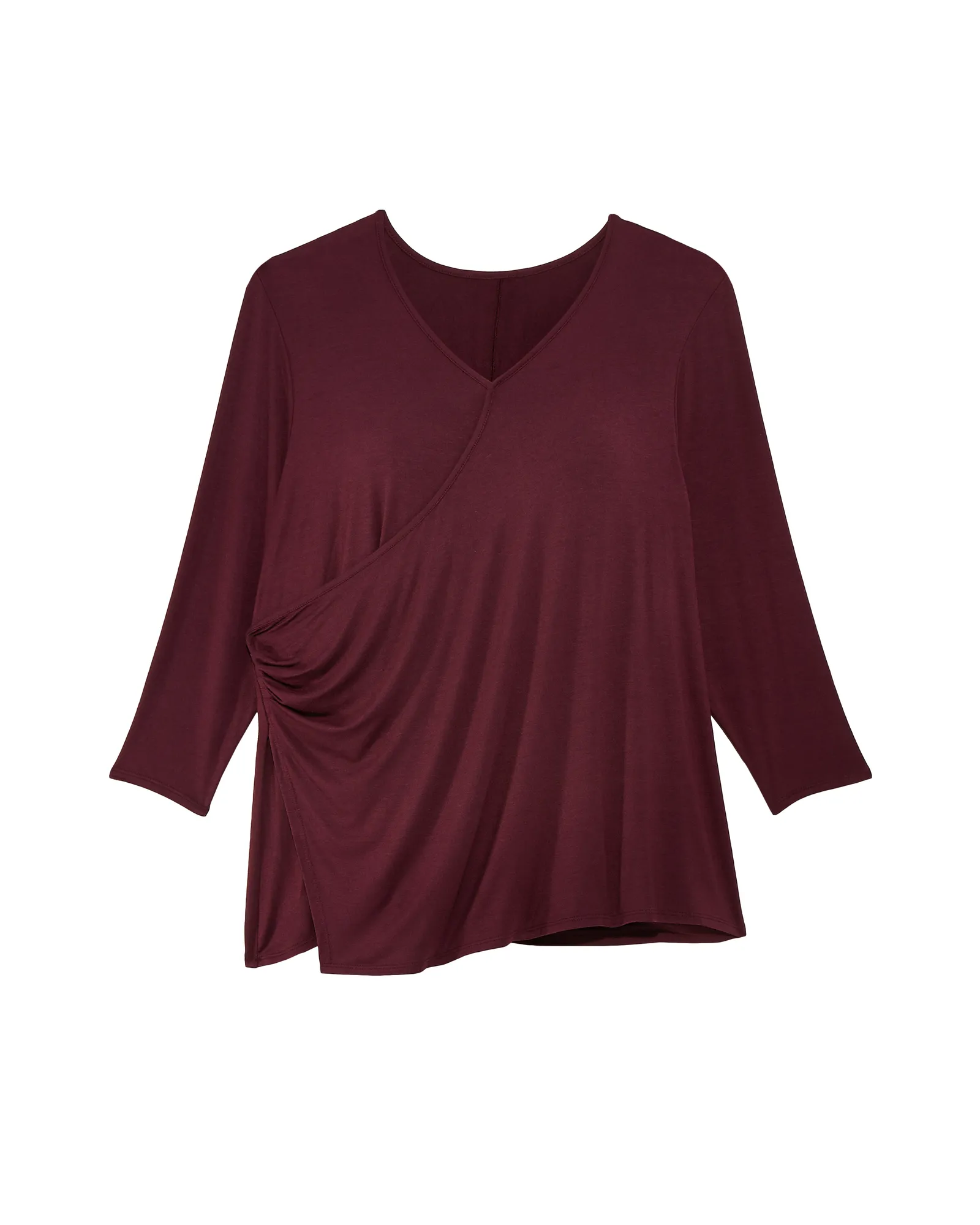 Cassandra 3/4 Sleeve Surplice Top | Purple