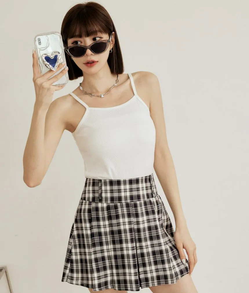 Casual Plaid Short Mini Pleated Skirt