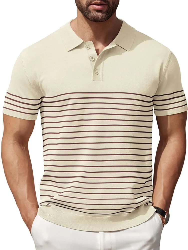 Casual Stripe Knit Polo Shirt (US Only)