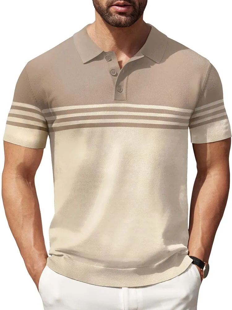 Casual Stripe Knit Polo Shirt (US Only)