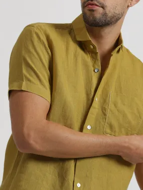 Charles - Pure Linen Half Sleeve Shirt - Sunburst Yellow (Factory Rescue)