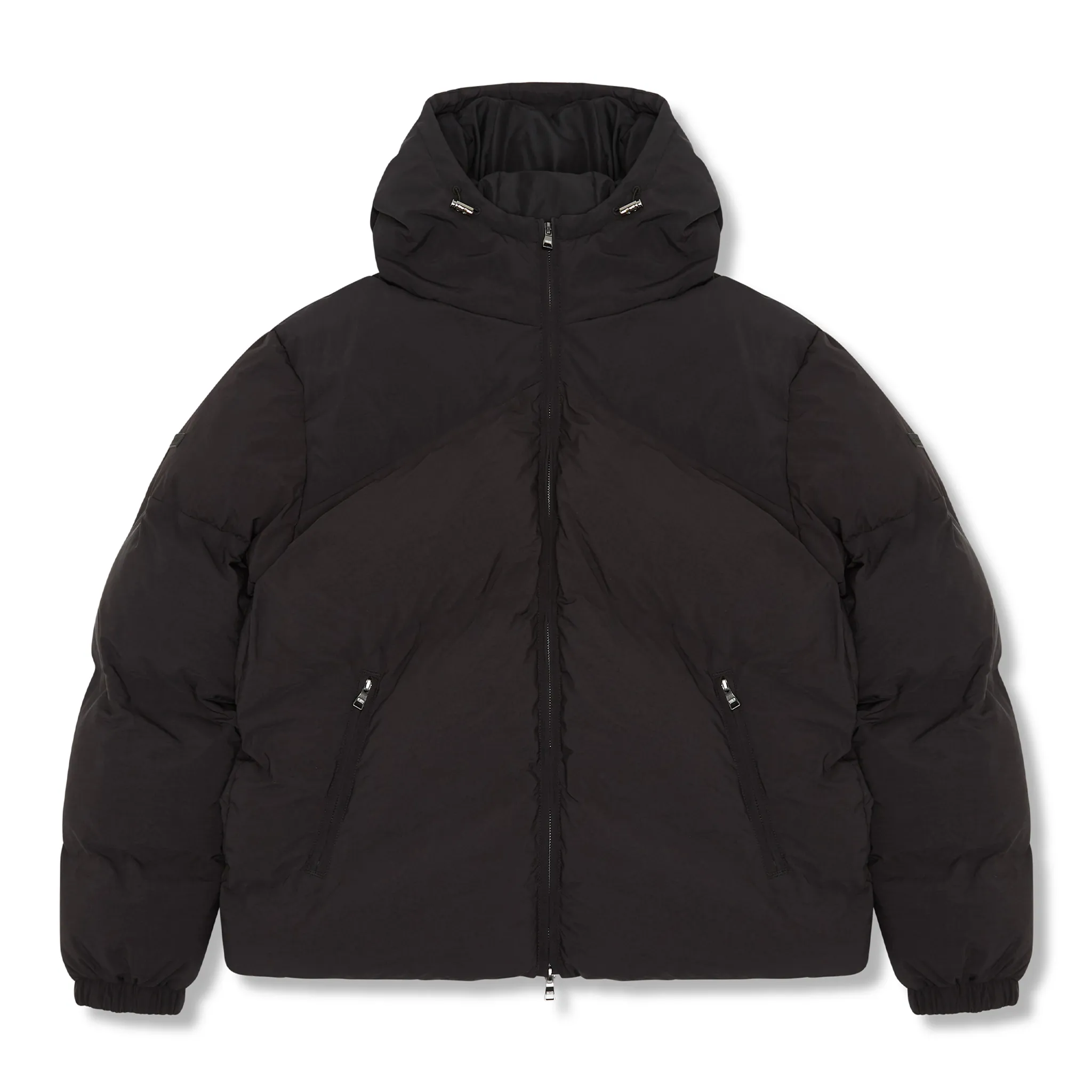 Chevron Hooded Puffer Jacket | Black