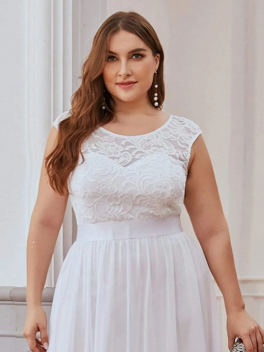 Classic Cap Sleeves Lace Bodice Maxi Casual Wedding Dress