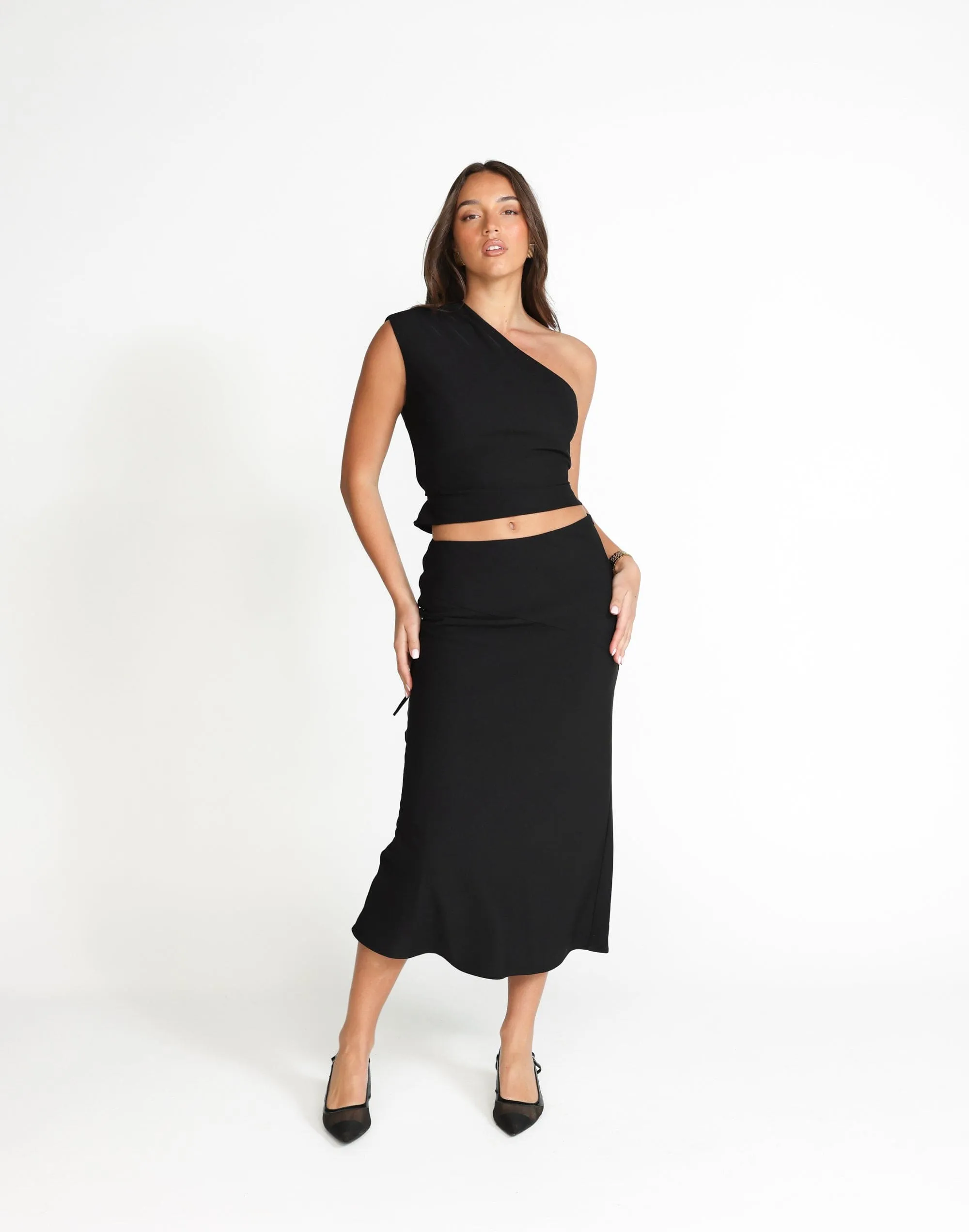 Colby Midi Skirt (Black)