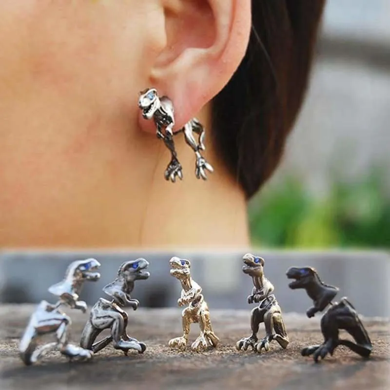 Cool Punk Rock Dinosaur Designs Earrings