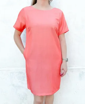 Coral Viscose Pencil Dress