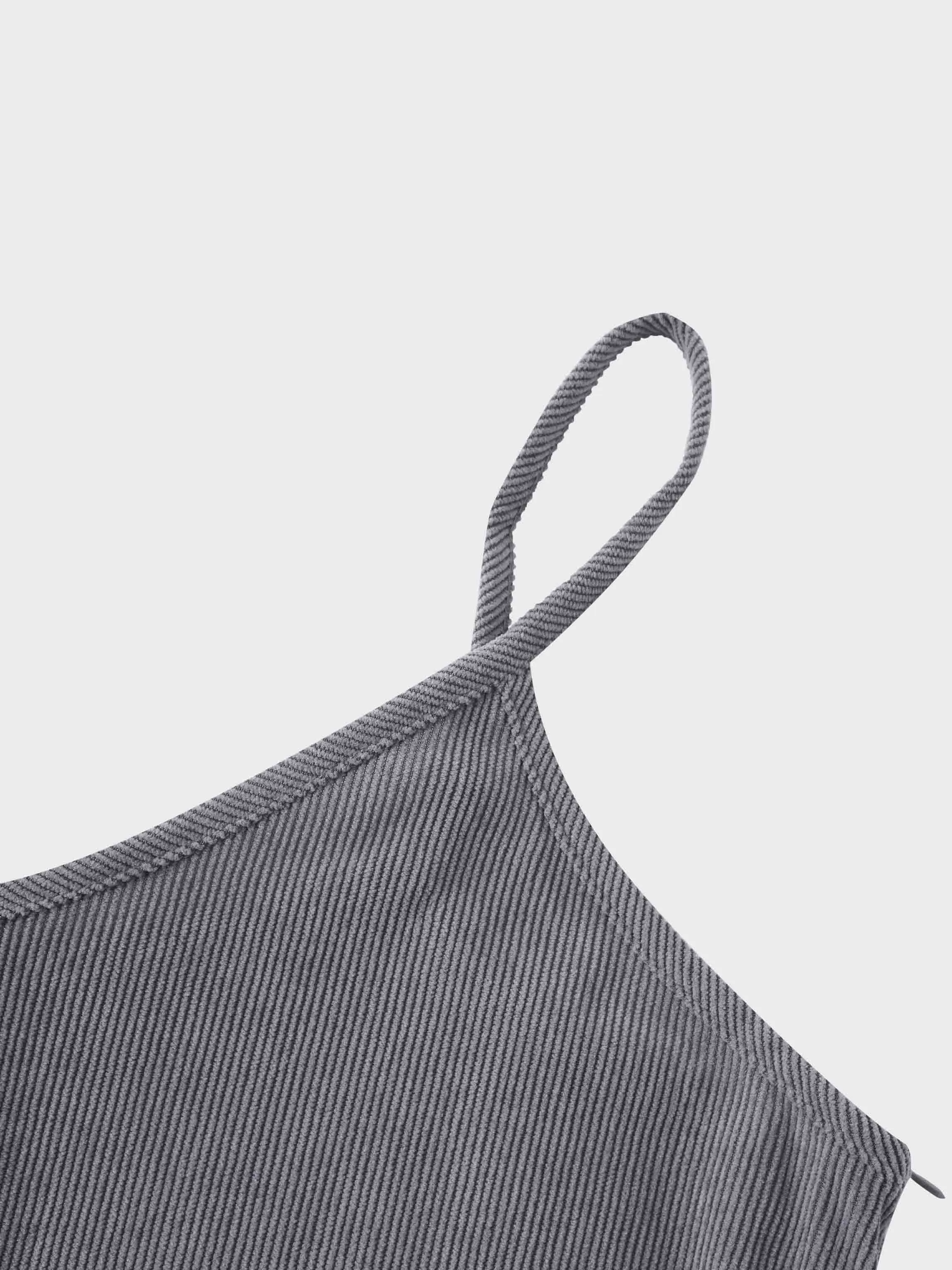 Corduroy Slip Dress-Grey